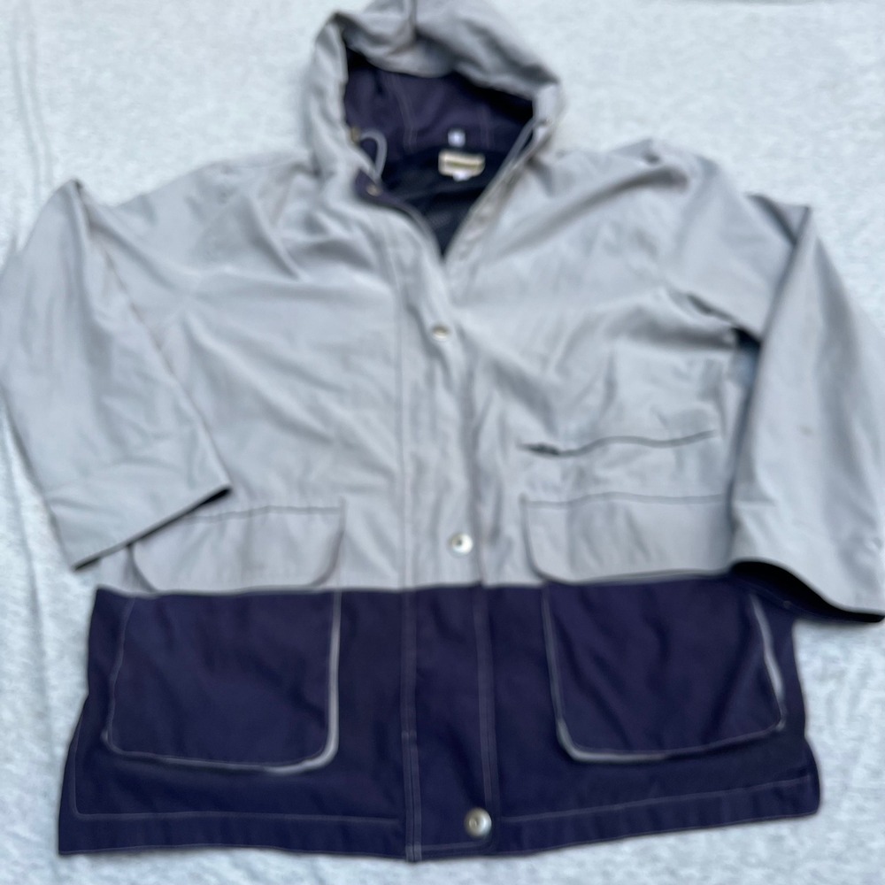 Vintage Middlebrook Park Color Block Windbreaker Jacket Grey Navy Blue Large